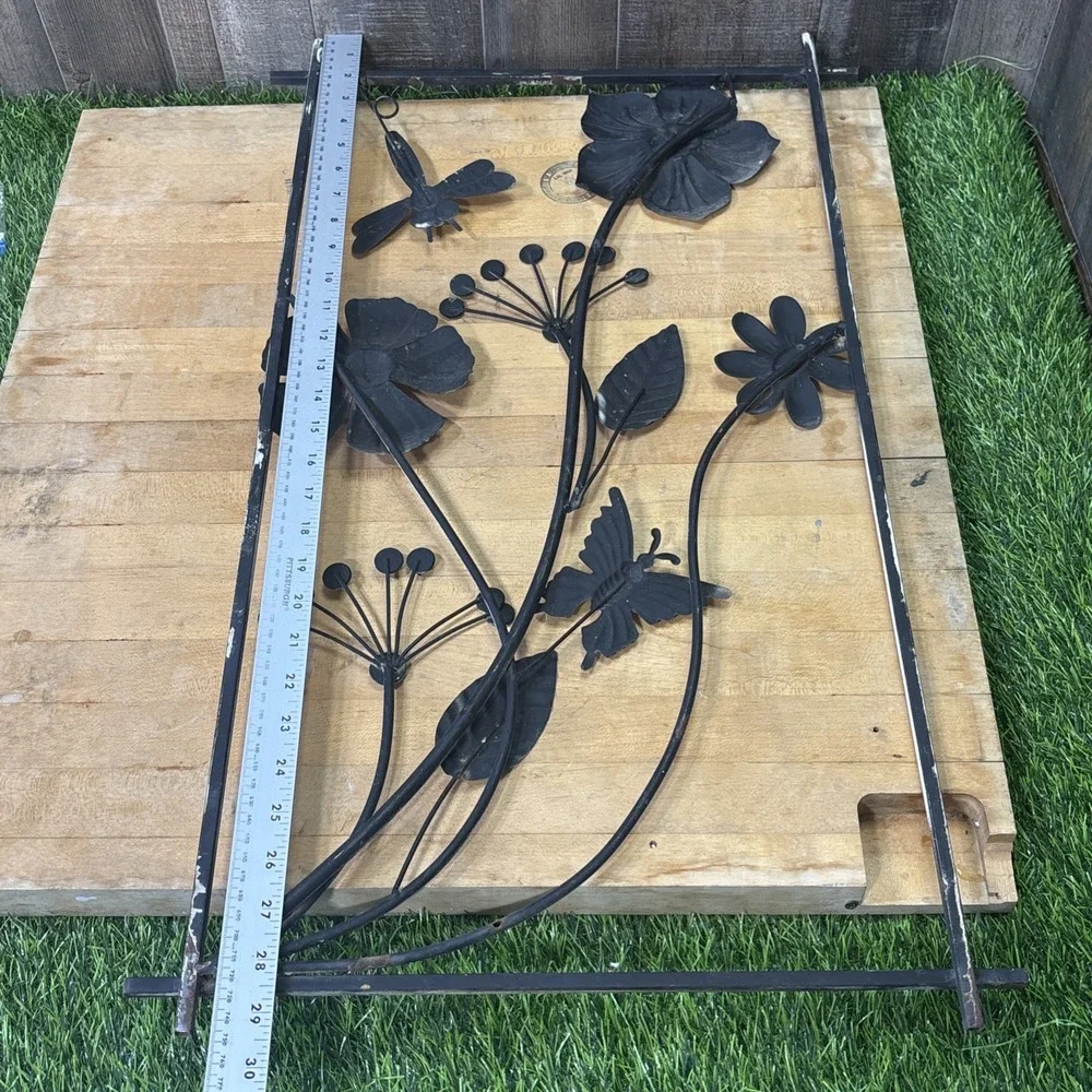 Rustic White Metal Floral Wall Art Butterfly Dragonfly Garden Farmhouse Decor